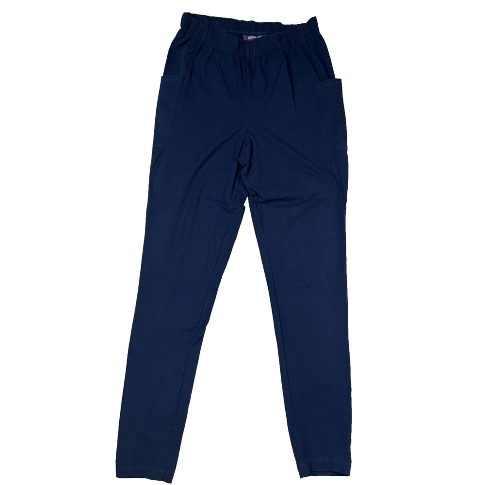Roamans Navy Pull On Pants Womens 14/16 Stretch Cotton Slim Casual Pockets